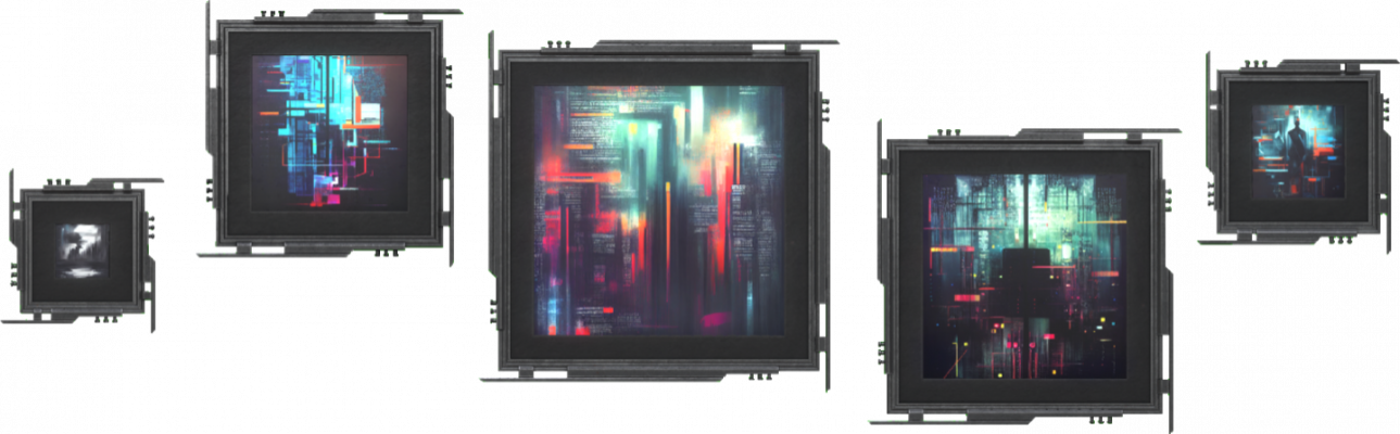 framed abstract artworks